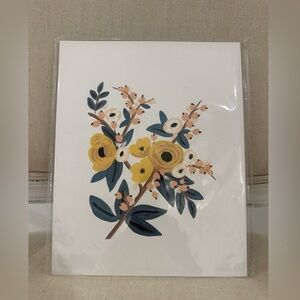 Floral Art Print with Yellow and Blue Accents 8” x 10” NWT